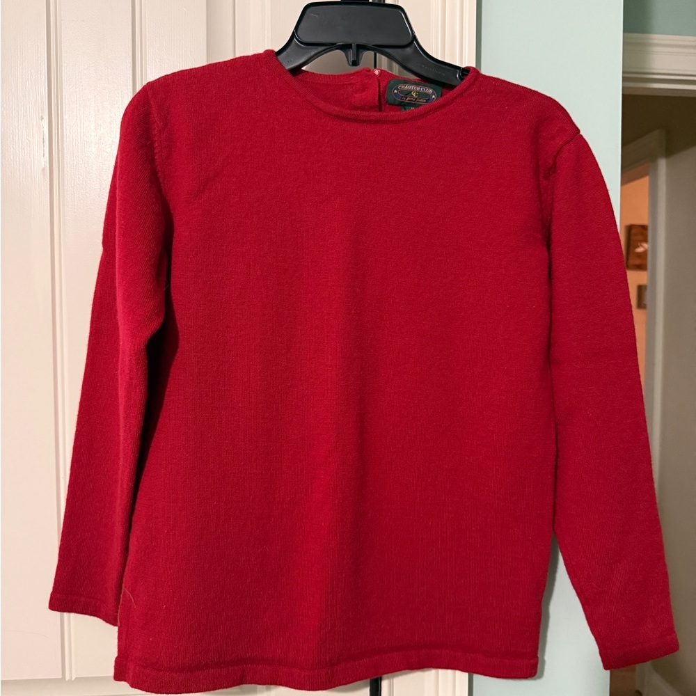Charter Club Red Wool Crewneck Sweater